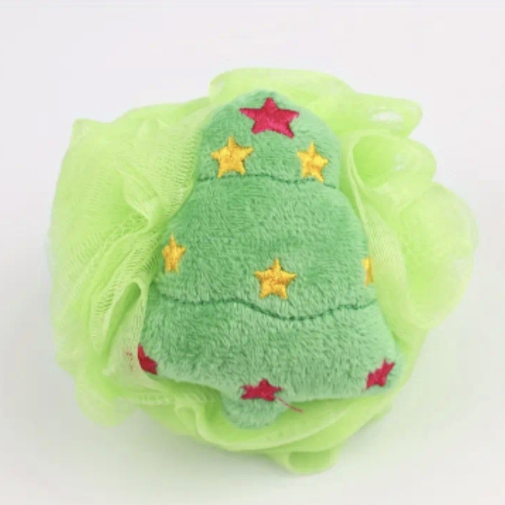 🎁🎁Holiday Green Bath Sponge with Tree Design